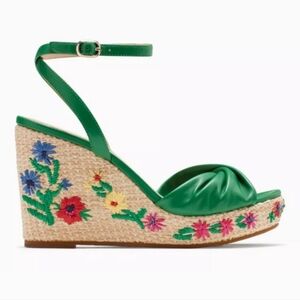 Kate Spade Tallulah Garden Green Wedge Sandals, Sz 8, Heel Height 4", worn once